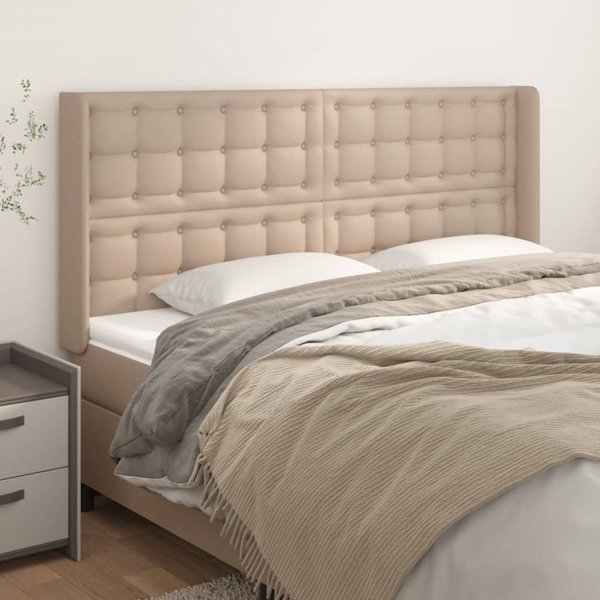 vidaXL κεφαλάρι uszak cappuccino 203x16x118/128 cm από τεχνητό δέρμα
