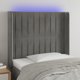 vidaXL Zaglowek do lozka z LED, jasnoszary, 93x16x118/128 cm, aksamit