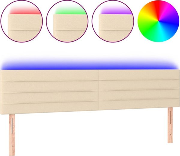 vidaXL Ζαγλόουεκ για κρεβάτι με LED, κρεμ, 200x5x78/88 εκ., ύφασμα