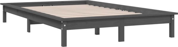 vidaXL Διπλό κρεβατοκάμαρα με σκελετό, γκρι, 120x190 cm, από μασίφ πεύκο