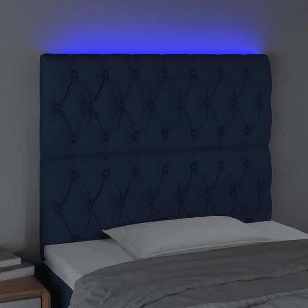 vidaXL Κεφαλάρι Κρεβατιού με LED Μπλε 90x7x118/128 εκ. από Ύφασμα