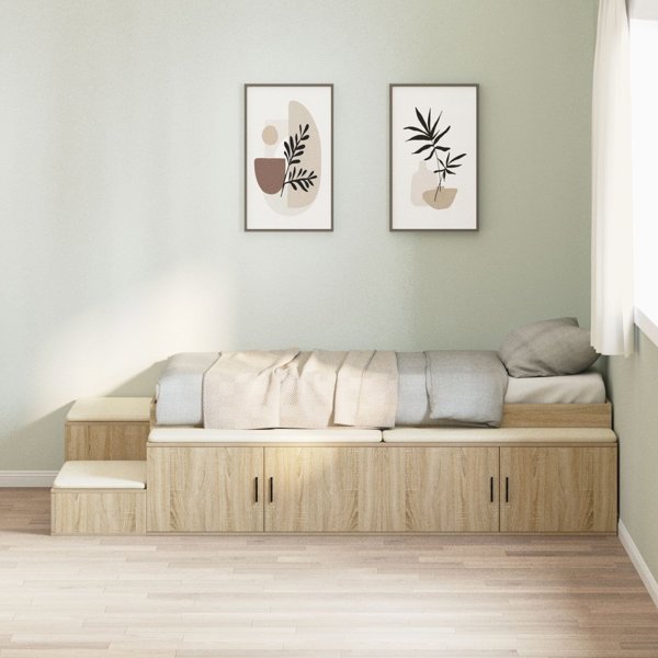 vidaXL Lotus αποθηκευτικό κρεβάτι Sonoma Δρυς 90x200 cm