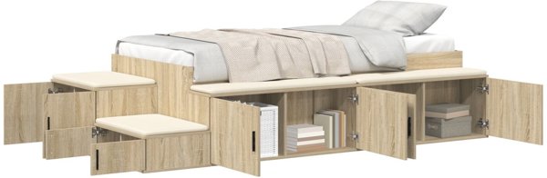 vidaXL Lotus αποθηκευτικό κρεβάτι Sonoma Δρυς 90x200 cm
