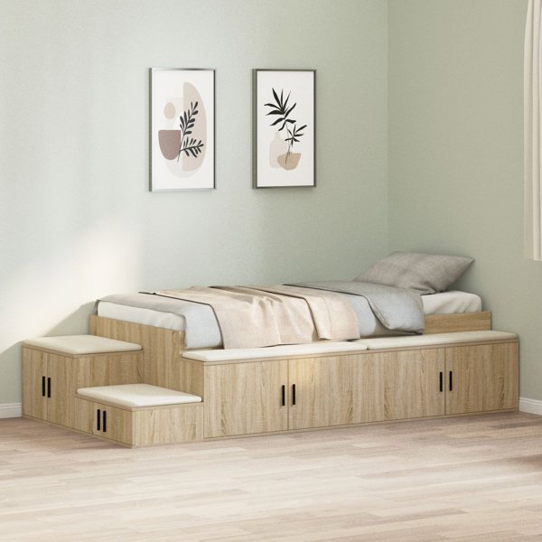 vidaXL Lotus αποθηκευτικό κρεβάτι Sonoma Δρυς 90x200 cm