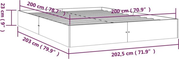 vidaXL Λευκή κρεβατοκάμαρα από μασίφ ξύλο, 200x200 cm