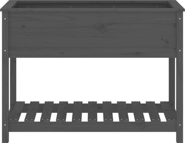 vidaXL Γλάστρα με ράφι, γκρι, 111,5x54x81 εκ, μασίφ πεύκο