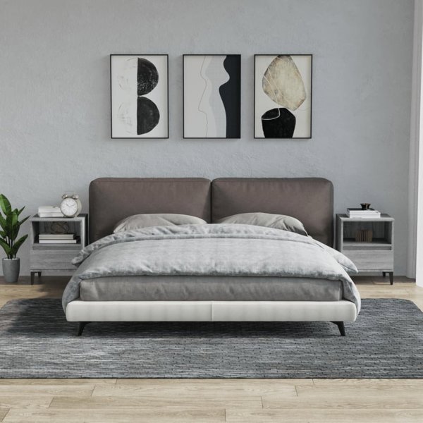 vidaXL Κομοδίνα, 2 τεμ., σε γκρι απόχρωση Sonoma Δρυς, 40x35x50 εκ.