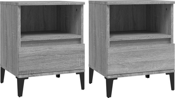 vidaXL Κομοδίνα, 2 τεμ., σε γκρι απόχρωση Sonoma Δρυς, 40x35x50 εκ.