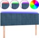vidaXL Κεφαλάρι κρεβατιού με LED, σκούρο μπλε, 144x5x78/88cm, βελούδο