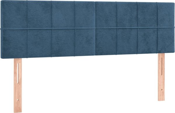 vidaXL Κεφαλάρι κρεβατιού με LED, σκούρο μπλε, 144x5x78/88cm, βελούδο