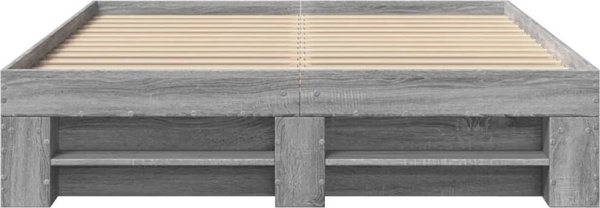 vidaXL Πλαίσιο κρεβατιού, γκρι δρυς σονόμα, 140x190 εκ., ξυλώδες υλικό