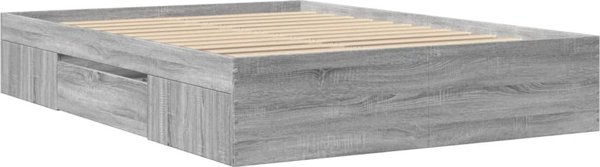 vidaXL Πλαίσιο κρεβατιού, γκρι δρυς σονόμα, 140x190 εκ., ξυλώδες υλικό