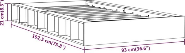 vidaXL Σκελετός κρεβατιού, λευκός, 75x190 cm, μασίφ ξύλο