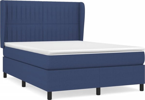 vidaXL Κρεβάτι Continental με στρώμα, μπλε, 140x190 cm, ύφασμα
