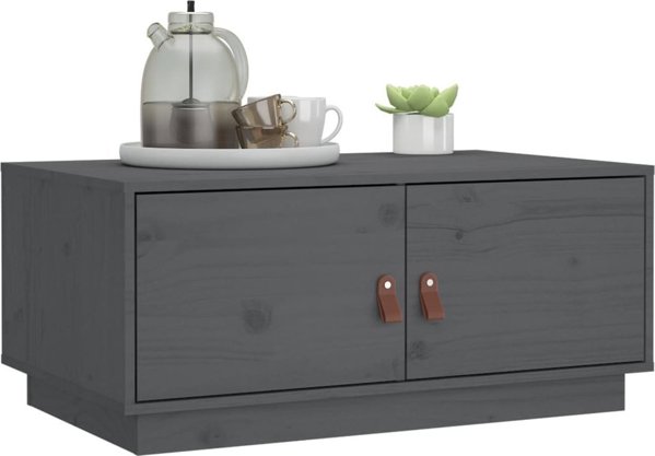 vidaXL vidaXL Stolik kawowy, szary, 80x50x35 cm, lite drewno sosnowe