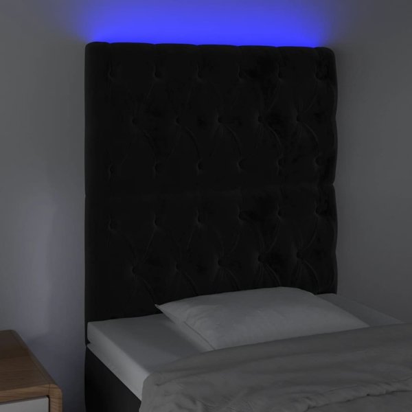 vidaXL Κεφαλάρι κρεβατιού με LED, μαύρο, 80x7x118/128 εκ., βελούδο