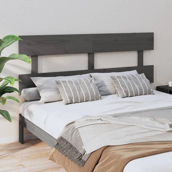 vidaXL Κεφαλάρι κρεβατιού, γκρι, 154x3x81 εκ, μασίφ πεύκο