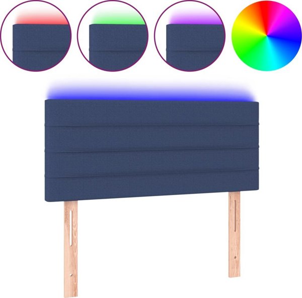 vidaXL κεφαλάρι κρεβατιού με LED, μπλε, 90x5x78/88 cm, ύφασμα