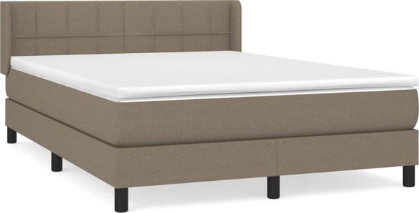 vidaXL Κοντινεντάλ κρεβάτι με στρώμα, taupe, ύφασμα, 140x200 cm
