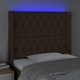 vidaXL Προσκέφαλο Κρεβατιού με LED, σκούρο καφέ, 103x16x118/128 εκ., ύφασμα