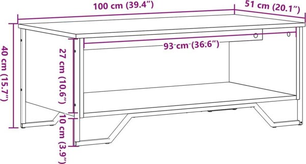 vidaXL Stoliki kawiowe, czarny 100x51x40 cm, material drewnopochodny