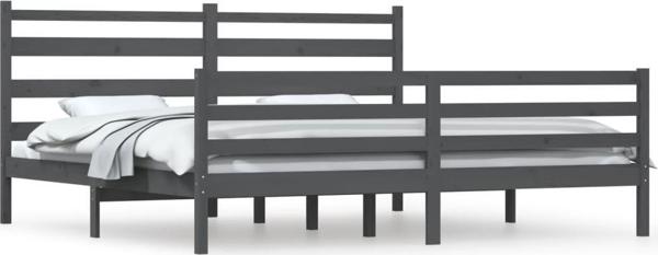 vidaXL Rama lozka, lite drewno sosnowe, 200 x 200 cm, szara