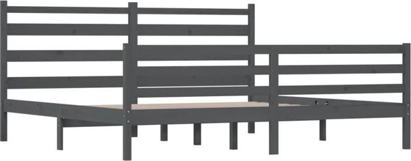 vidaXL Rama lozka, lite drewno sosnowe, 200 x 200 cm, szara