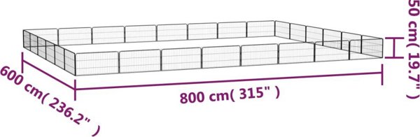 vidaXL vidaXL Kojec dla psa, 28 panele, czarny, 100x50 cm, stal