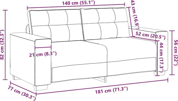 Sofa 2-θέσια κίτρινη 140 cm βελούδινη