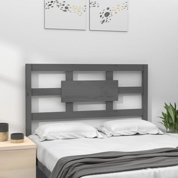 vidaXL Επιτοίχιο κεφαλάρι κρεβατιού γκρι, 95,5x4x100 cm, μασίφ πεύκο