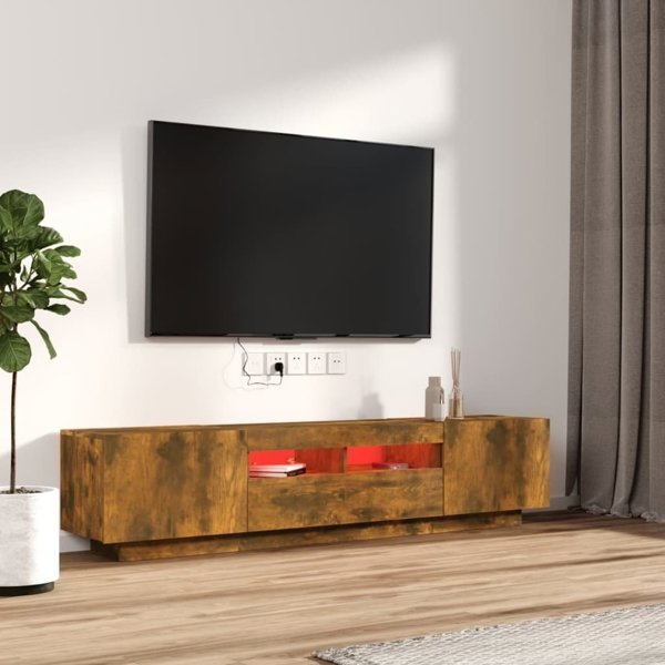 vidaXL Σετ 2 Ντουλάπια TV με φωτισμό LED, καπνισμένη δρυς