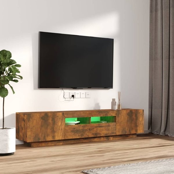 vidaXL Σετ 2 Ντουλάπια TV με φωτισμό LED, καπνισμένη δρυς
