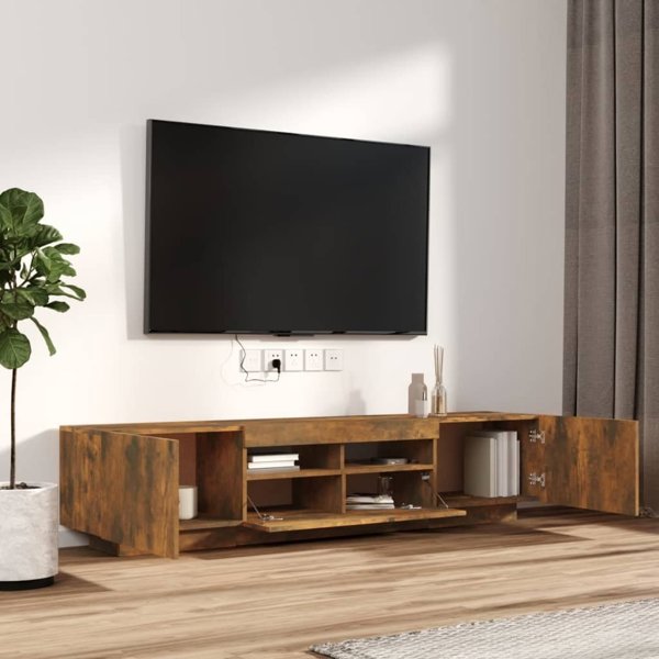 vidaXL Σετ 2 Ντουλάπια TV με φωτισμό LED, καπνισμένη δρυς