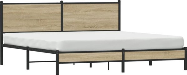 vidaXL Μεταλλική βάση κρεβατιού χωρίς στρώμα, δρυς Sonoma, 180x200 εκ.