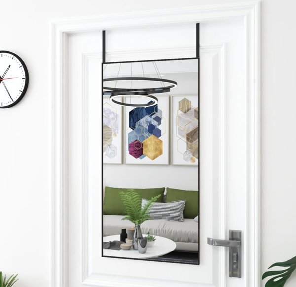 vidaXL Καθρέφτης για πόρτα, μαύρος, 50x100 εκ, γυαλί και αλουμίνιο