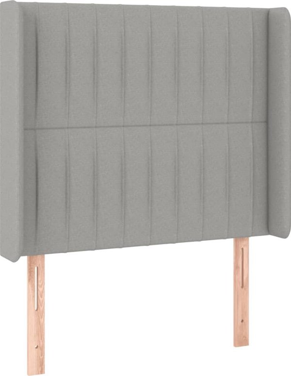 vidaXL Zaglowek do lozka z LED, jasnoszary, 93x16x118/128 cm, tkanina