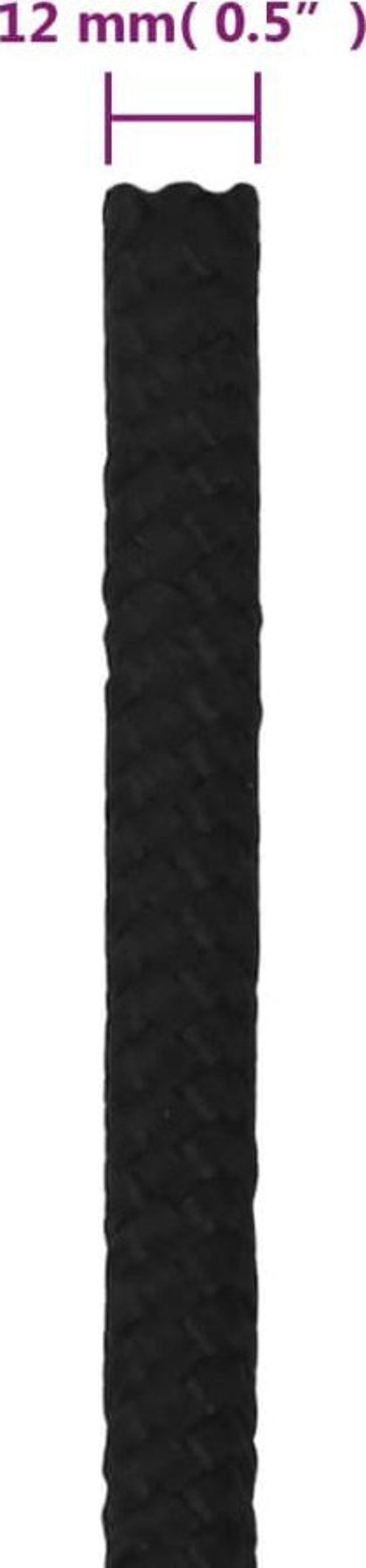 vidaXL vidaXL Linka robocza, czarna, 12 mm, 25 m, poliester