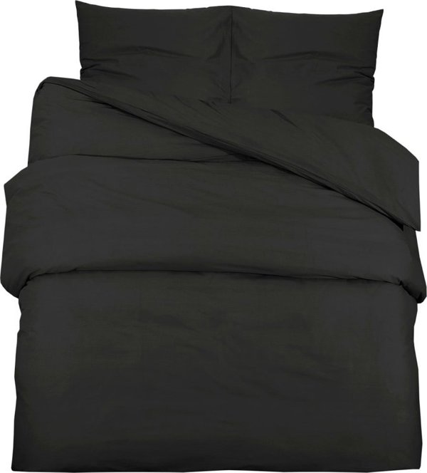 vidaXL Zestaw poscieli, czarny, 200x220 cm, bawelna