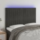 vidaXL Κορμός κεφαλής με LED, σκούρο γκρι, 144x5x118/128 cm, βελούδο