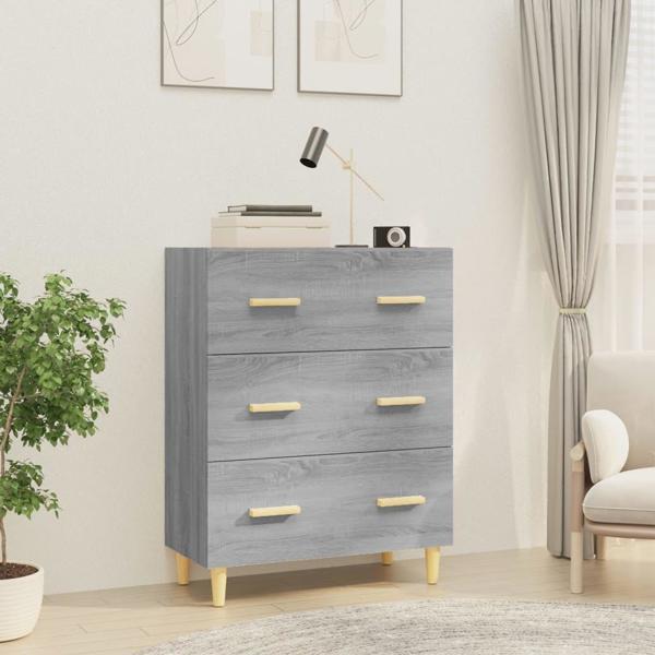 vidaXL Συρταριέρα γκρι δρυς Sonoma 70x34x90 cm, υλικό ξύλου