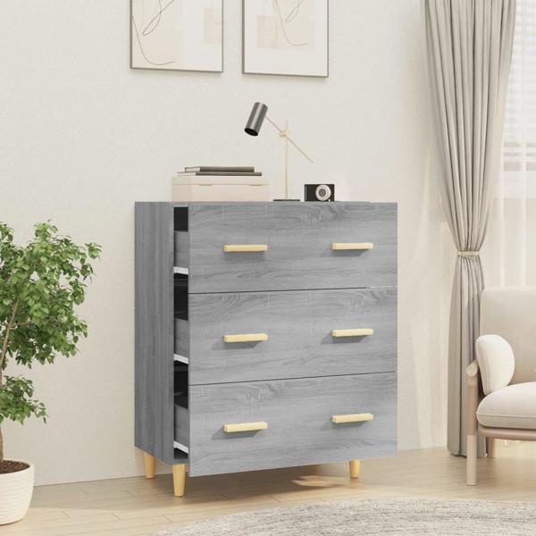 vidaXL Συρταριέρα γκρι δρυς Sonoma 70x34x90 cm, υλικό ξύλου