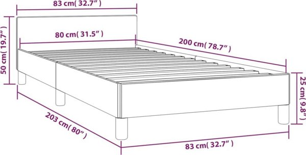 vidaXL Κρεβάτι με κεφαλάρι, σκούρο καφέ, 80x200 εκ, υφασμάτινη επένδυση