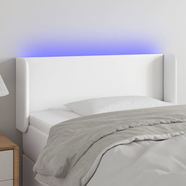 vidaXL Κεφαλάρι κρεβατιού με LED, λευκό, 103x16x78/88 cm, συνθετικό δέρμα