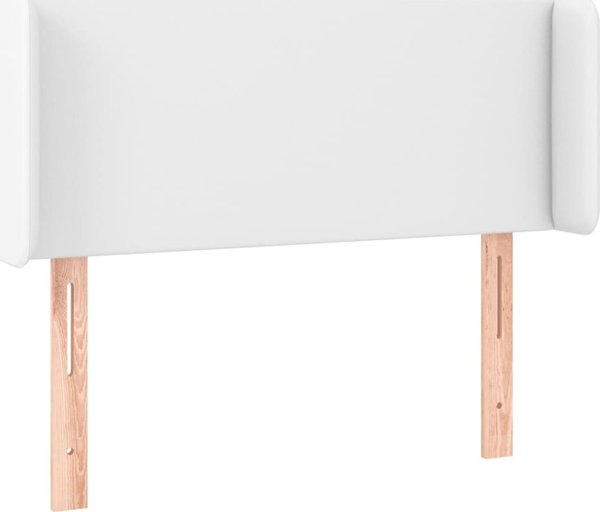 vidaXL Κεφαλάρι κρεβατιού με LED, λευκό, 103x16x78/88 cm, συνθετικό δέρμα