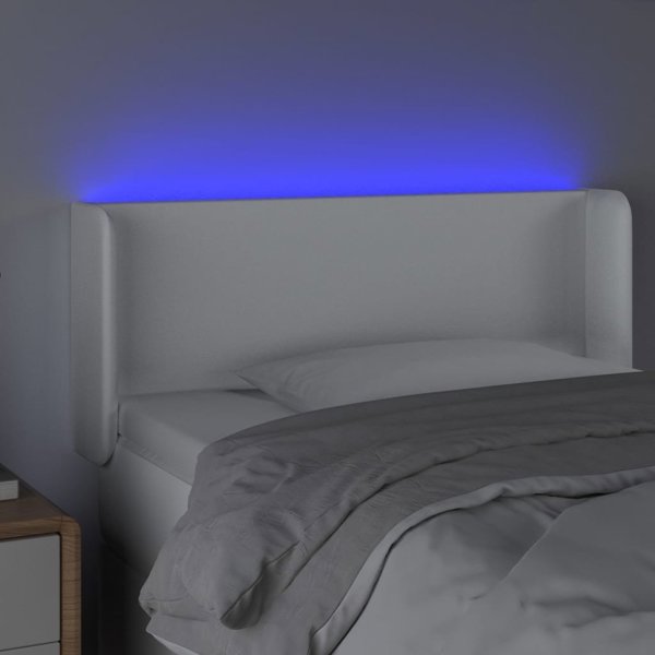 vidaXL Κεφαλάρι κρεβατιού με LED, λευκό, 103x16x78/88 cm, συνθετικό δέρμα