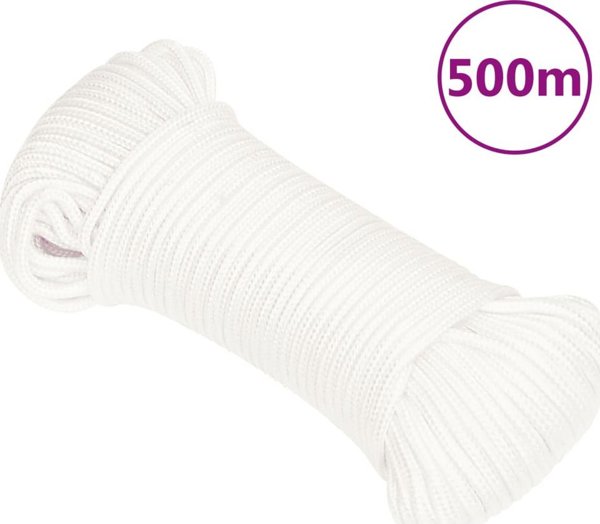 vidaXL Σχοινί ιστιοπλοΐας μονόχρωμο, λευκό, 4 mm, 500 m, πολυπροπυλένιο
