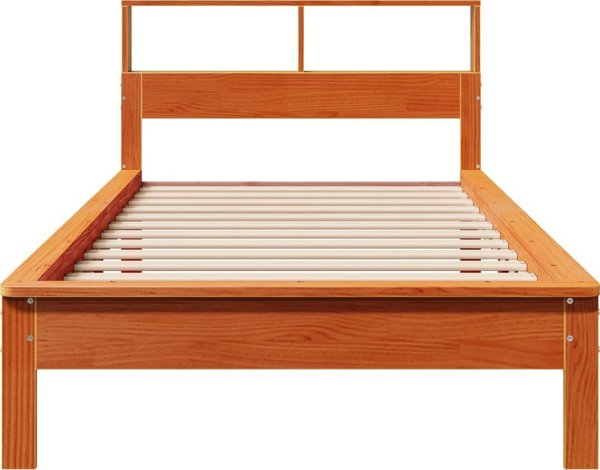 vidaXL Loft με ράφι, χωρίς στρώμα, κερωμένο καφέ, 90x200 εκ., πεύκο