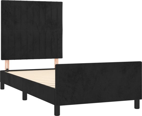 vidaXL Rama κρεβατιού με κεφαλάρι, μαύρο, 100x200 cm, βελούδινη