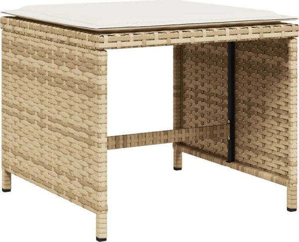 vidaXL Σετ 15τμχ επίπλων κήπου με μαξιλάρια, μπεζ, rattan PE