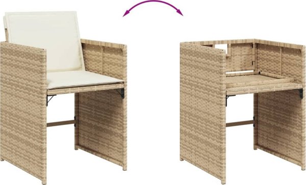 vidaXL Σετ 15τμχ επίπλων κήπου με μαξιλάρια, μπεζ, rattan PE